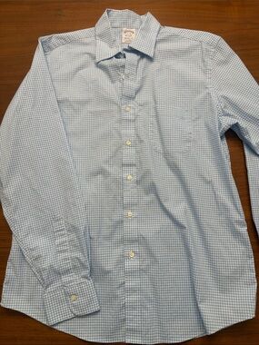 Brooks Brothers Light Blue Gingham Dress Shirt
